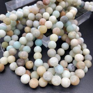 8mm Frosted Amazonite Genuine Semi Precious Natural Gemstone Bead Strand